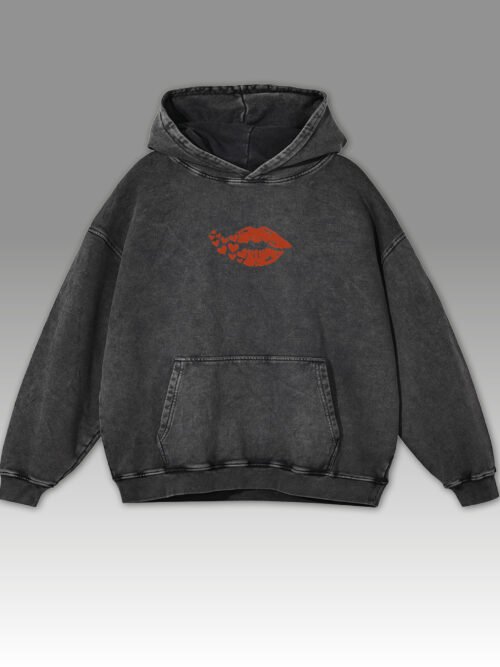 Bluza oversize z kapturem Zmysłowe usta i serca